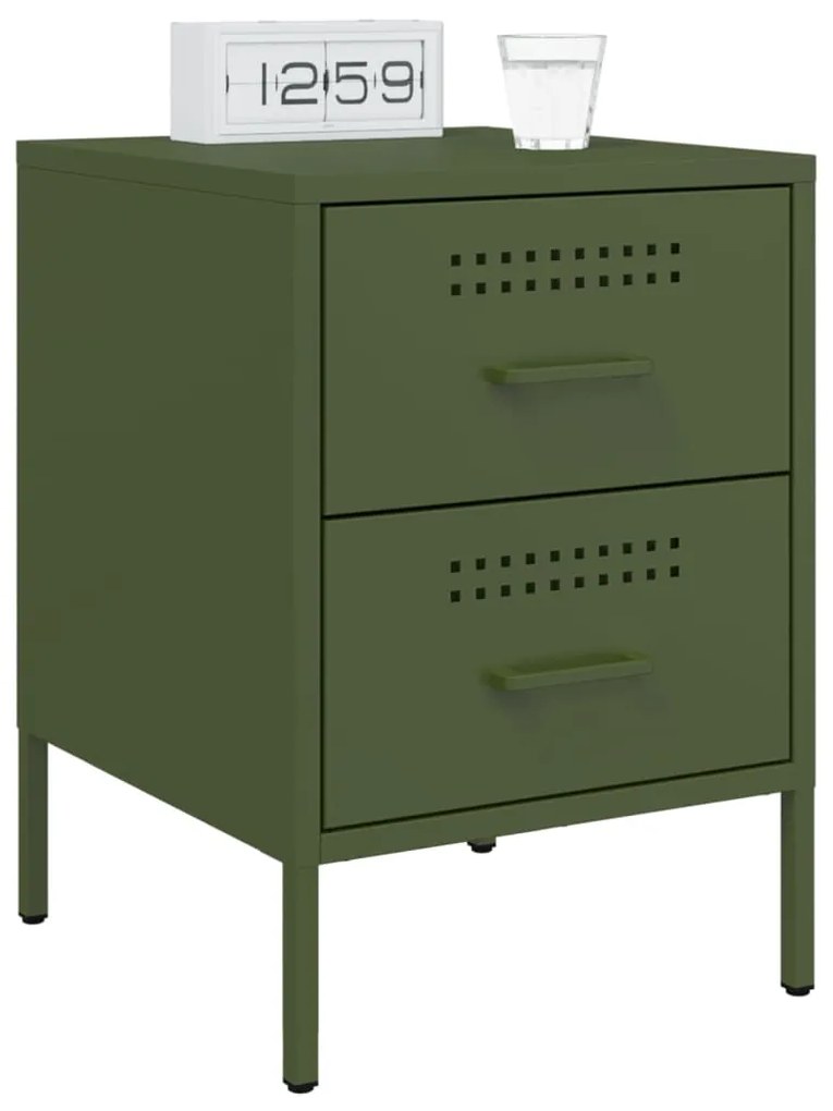 Mesa de cabeceira 36x39x50,5 cm aço verde azeitona