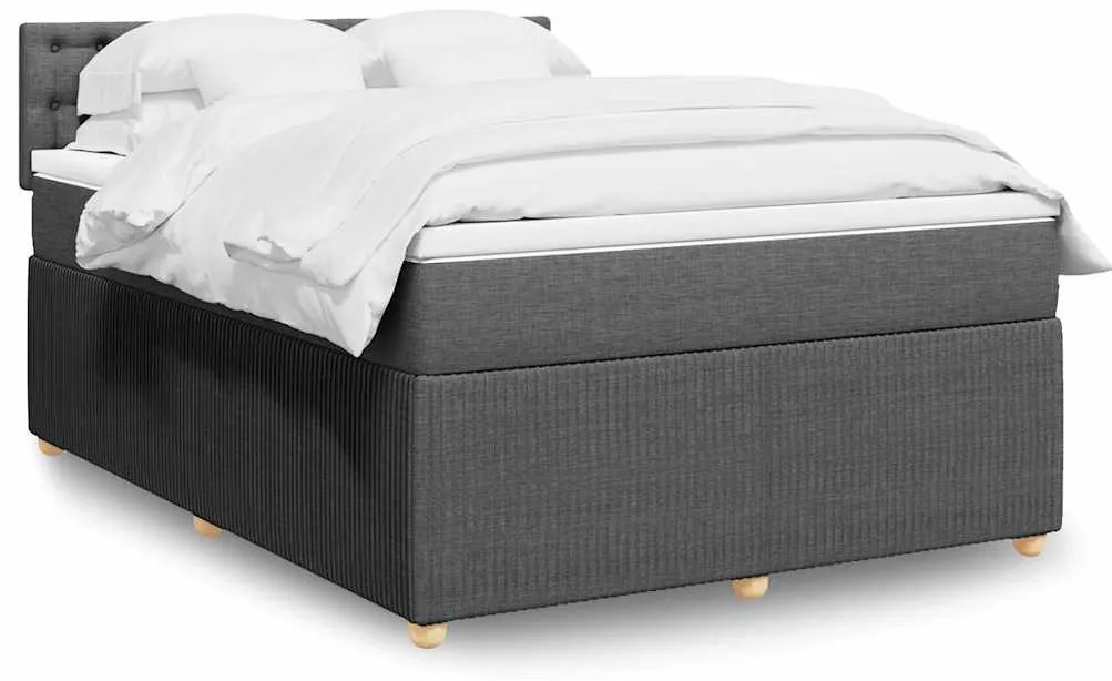 vidaXL Cama com molas/colchão 140x200 cm tecido cinzento-escuro