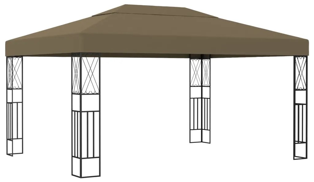 vidaXL Gazebo 3x4 m tecido cinzento-acastanhado