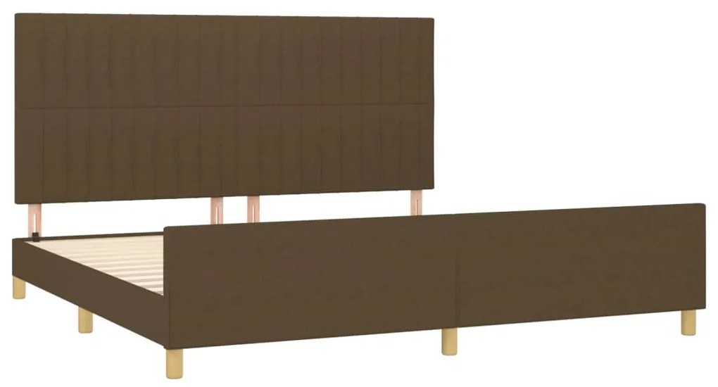 Estrutura de cama sem colchão 200x200 cm tecido castanho-escuro