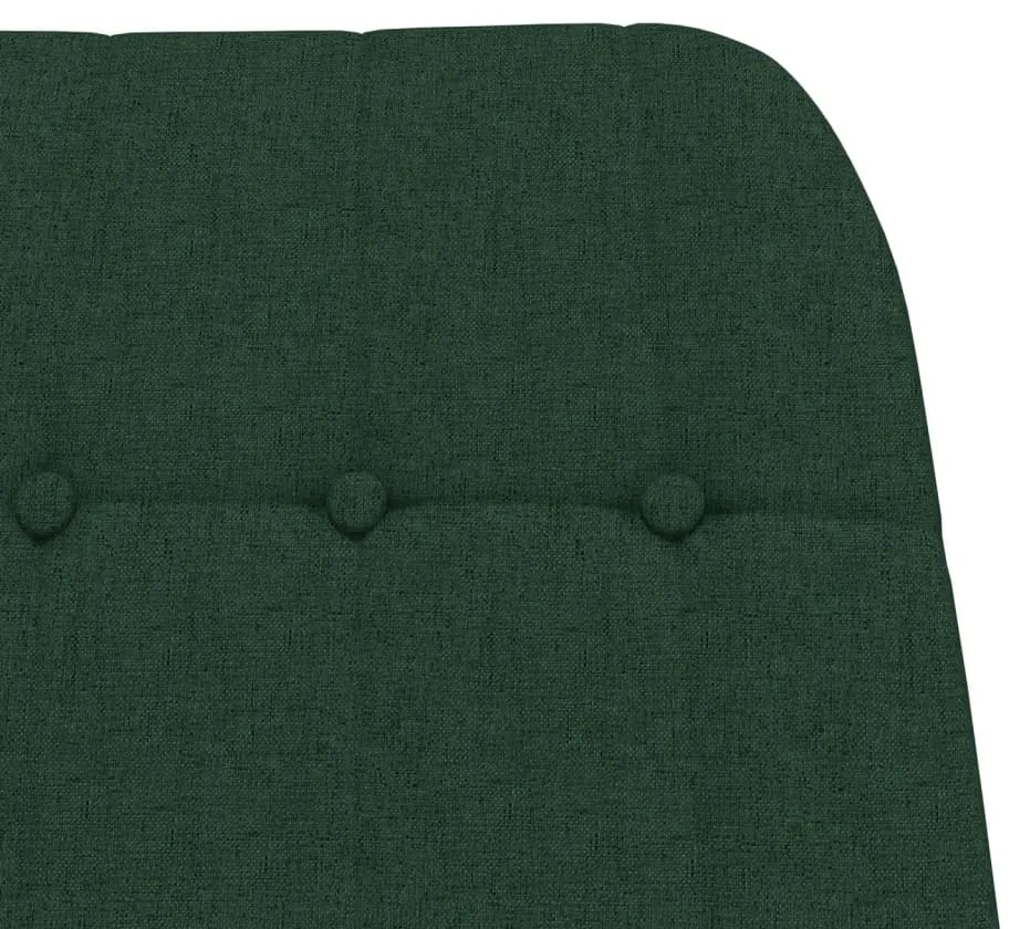 Cadeira de baloiço com banco p/ pés tecido verde-escuro