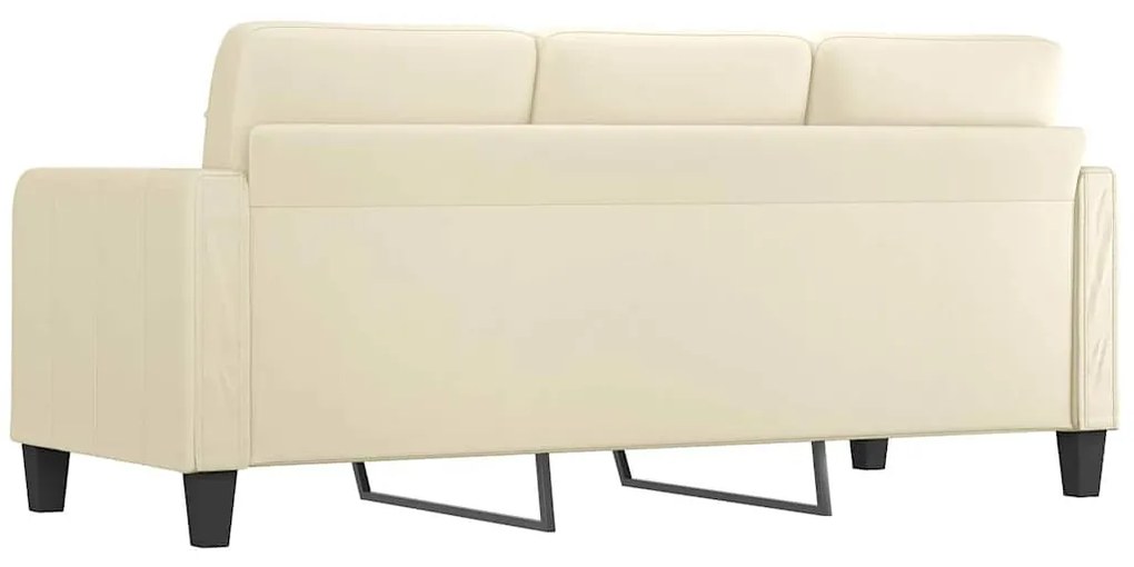 Sofá de 3 lugares 180 cm couro artificial cor creme