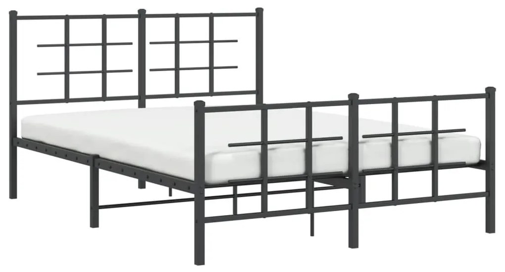Estrutura de cama com cabeceira e pés 135x190 cm metal preto