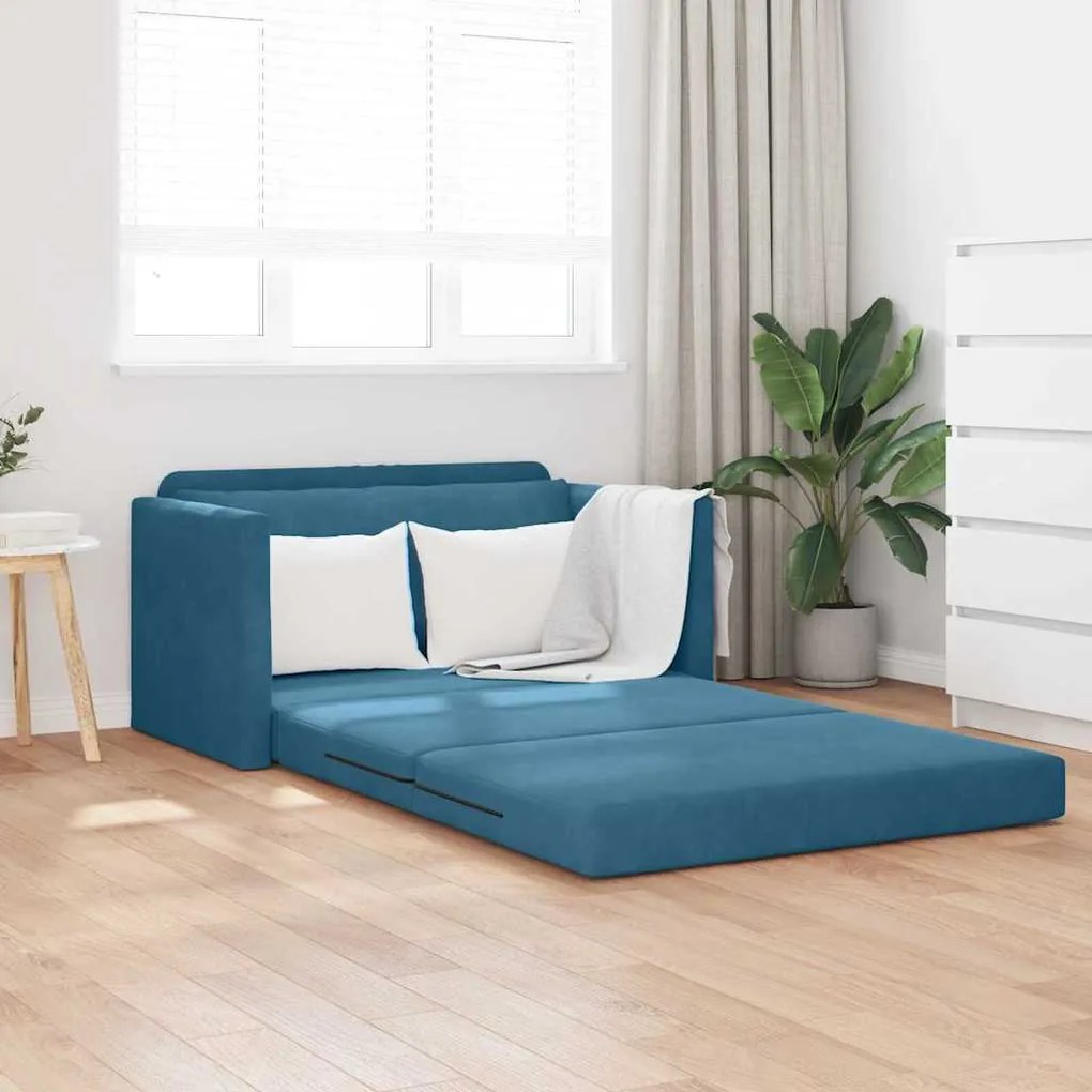 vidaXL Sofá-Cama 110cm Azul Veludo