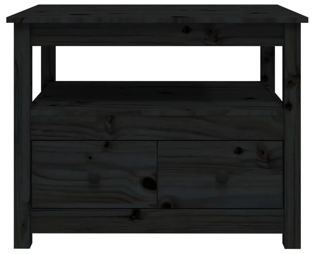 Mesa de centro 71x49x55 cm pinho maciço preto