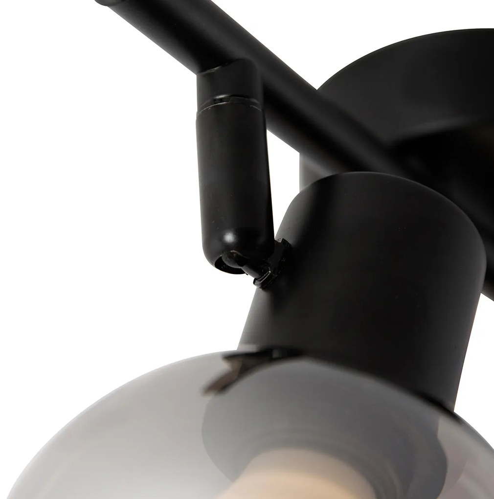 LED Candeeiro de teto inteligente preto com vidro fumê incl. 2 Wifi P45 - Vidro Art Deco