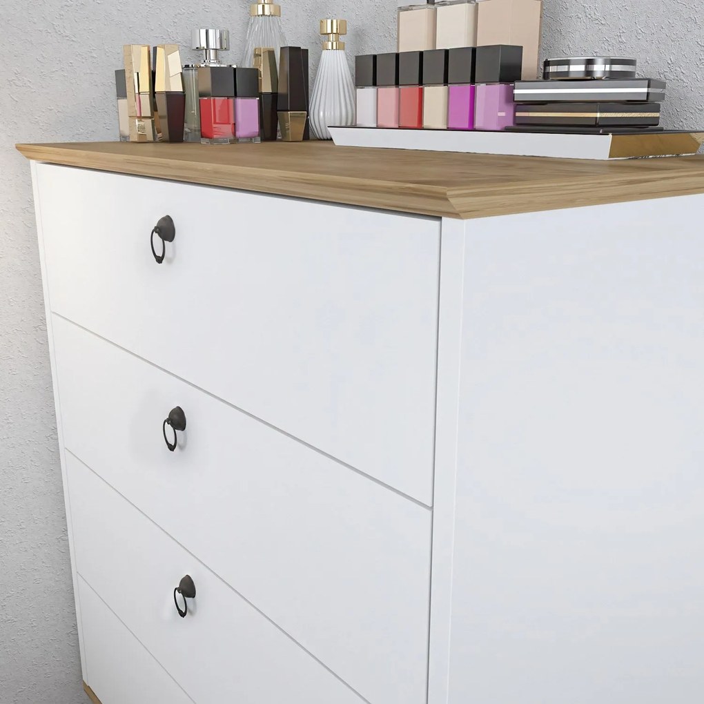 Cómoda Sahra – Branco Carvalho – 72x83,1x42 cm