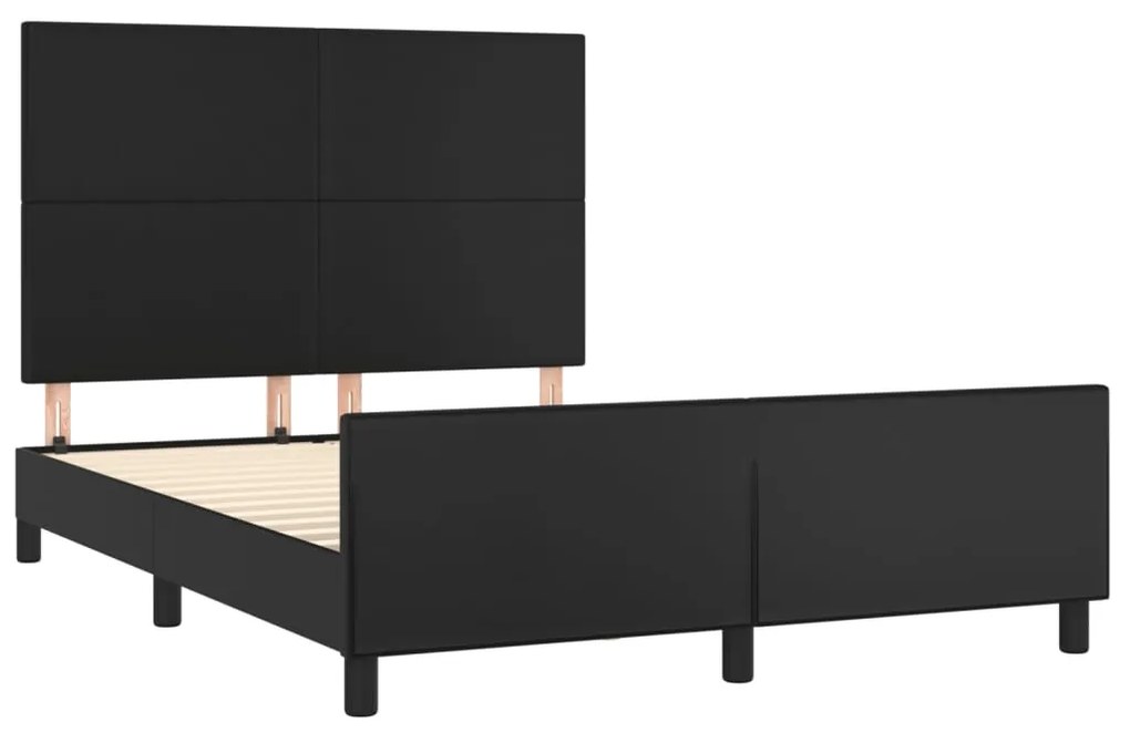 Estrutura cama c/ cabeceira 140x190 cm couro artificial preto