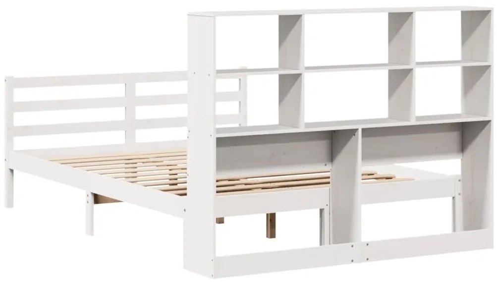 Cama com estante sem colchão 120x190 cm pinho maciço branco