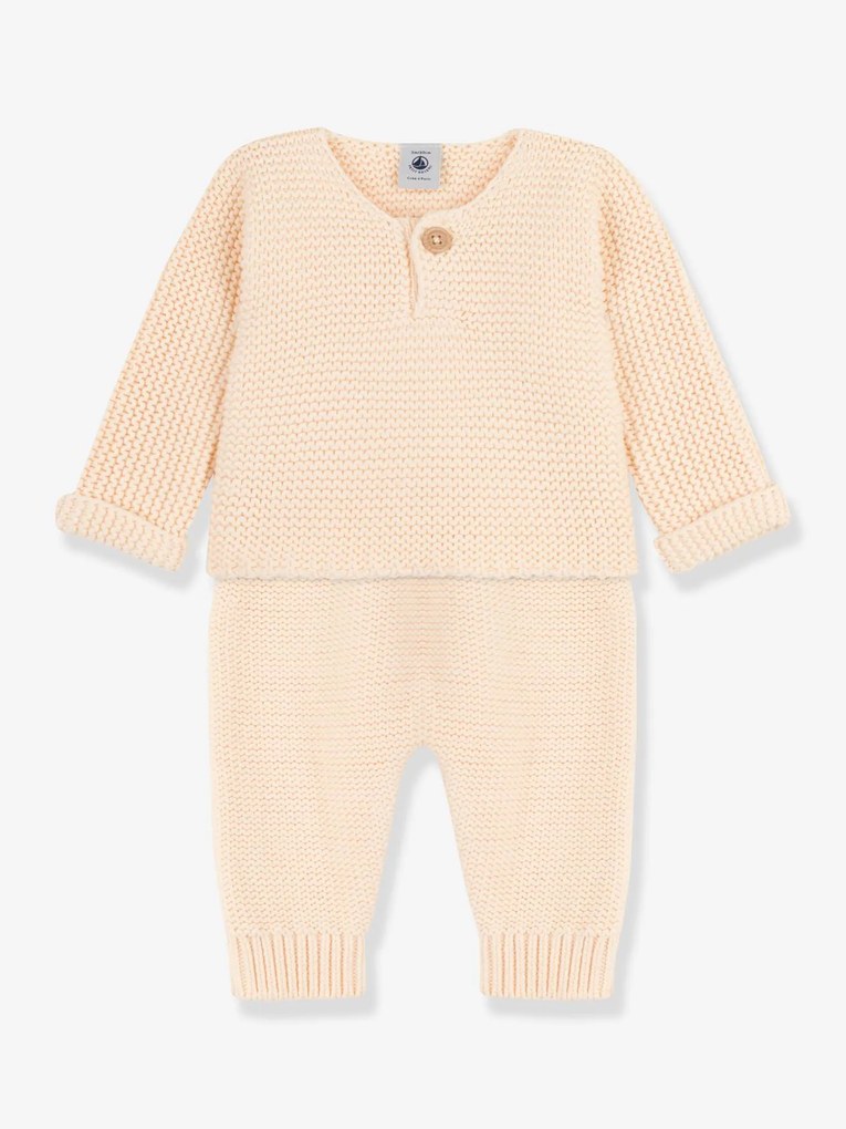 Agora -30%: Conjunto de 2 peças, em tricot de algodão bio, da Petit Bateau branco