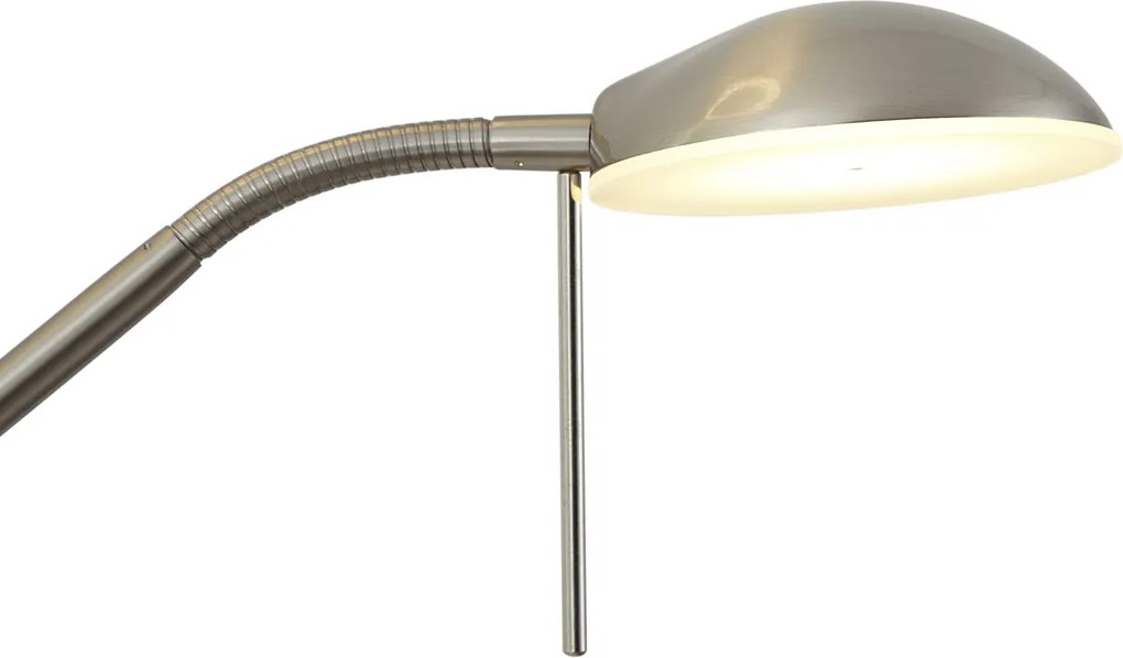 Candeeiro de pé moderno em aço com braço de leitura, incluindo LED e dimmer - Divo