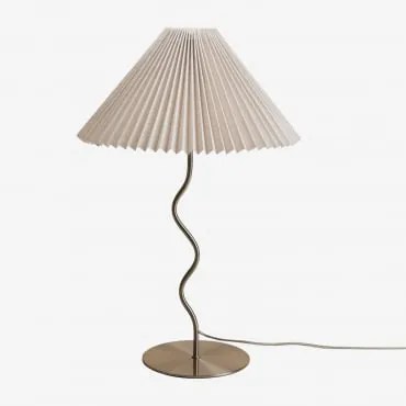 Candeeiro De Mesa Em Ferro E Linho Siliema Cinza Níquel Escovado - Sklum