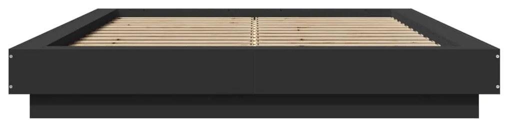 Estrutura cama c/ luzes LED 120x190 cm derivados madeira preto