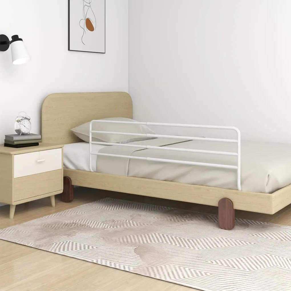 10234 vidaXL Barra de segurança p/ cama infantil (76-137)x55 cm ferro branco