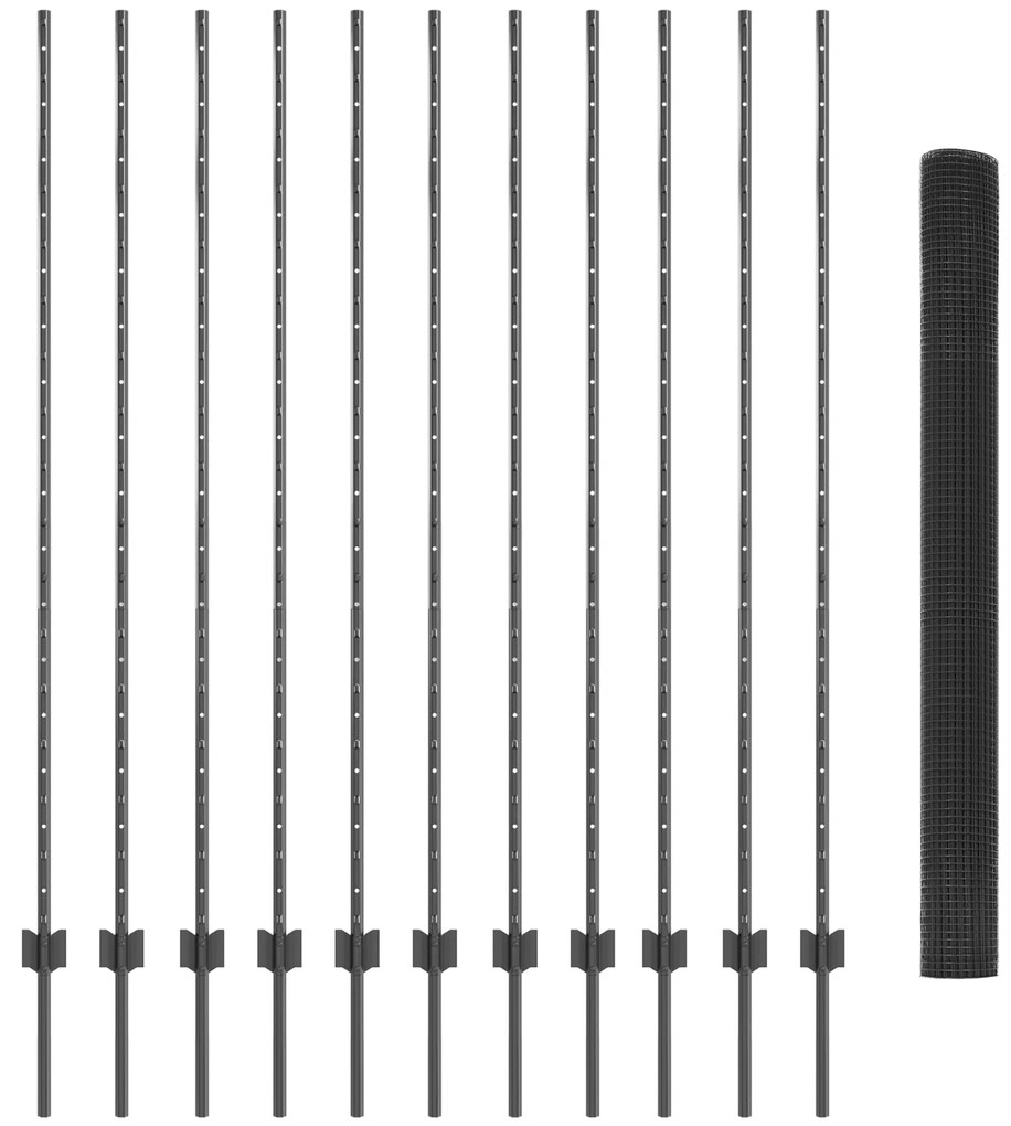 Conjunto de Cerca de Jardim Conjunto de 2 Cinza Metal 25 x 1,5 m