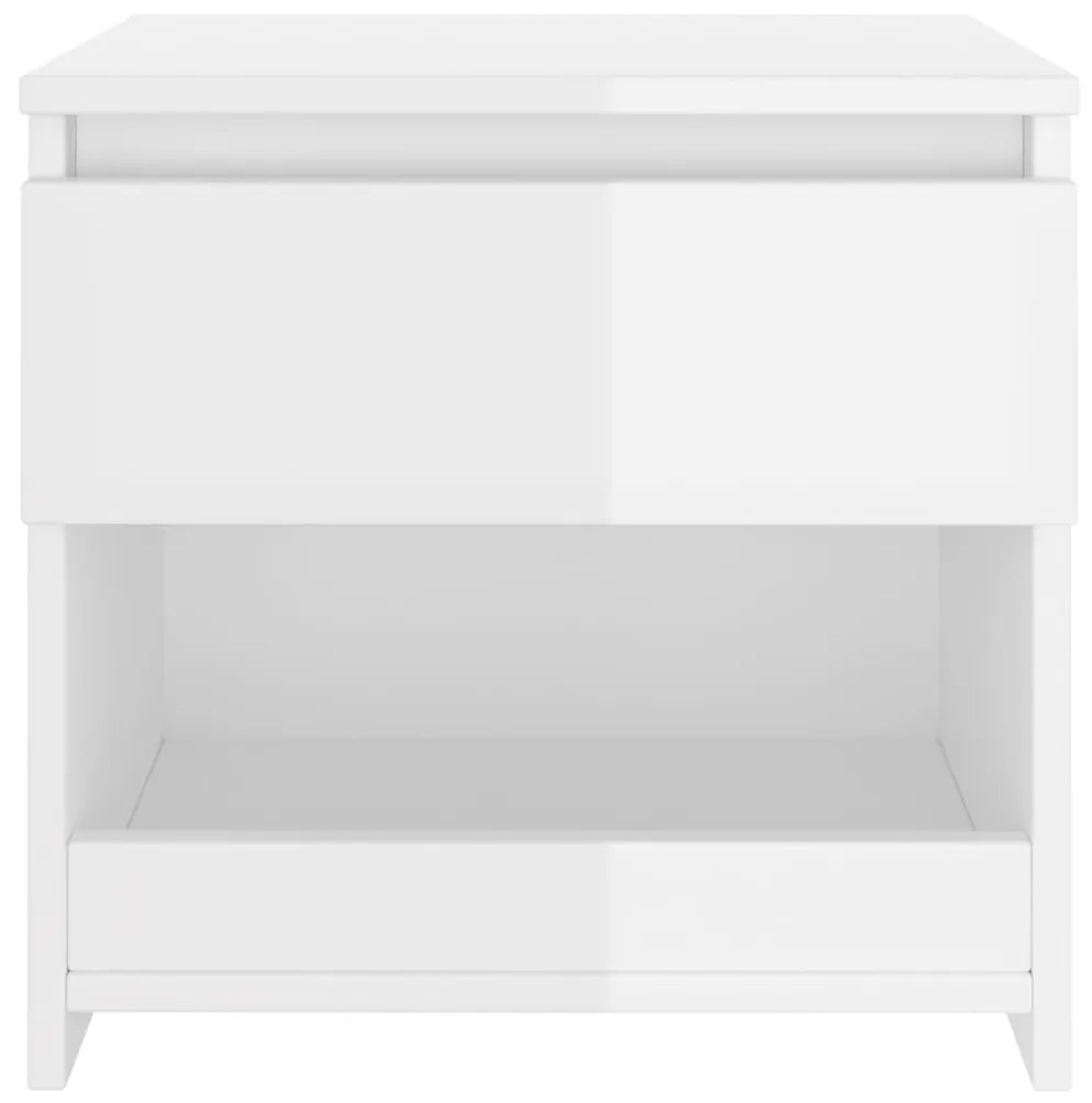 Mesa de cabeceira 40x30x39 cm contraplacado branco brilhante