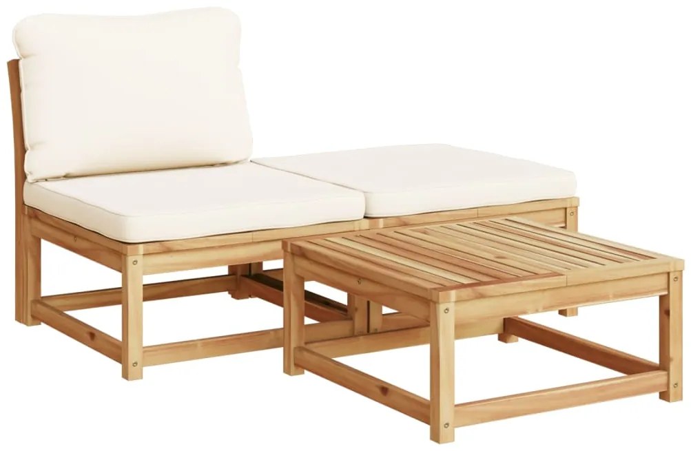 4 pcs conjunto lounge de jardim com almofadões acácia maciça