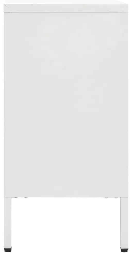Aparador 75x35x70 cm vidro temperado e aço branco