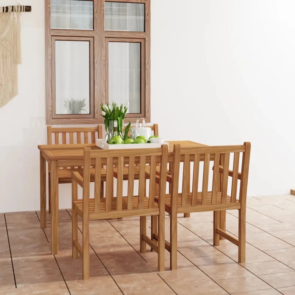 vidaXL 5 pcs conjunto de jantar p/ jardim madeira de teca maciça