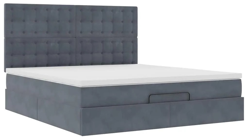 Estrutura cama otomana colchões 160x200 cm cinzento escuro