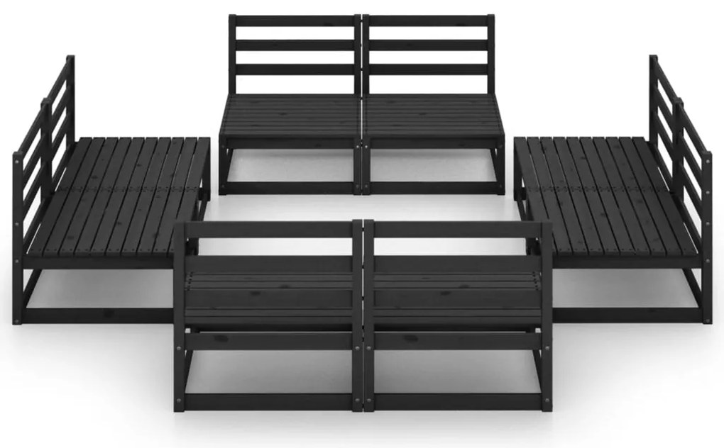 8 pcs conjunto lounge de jardim pinho maciço preto