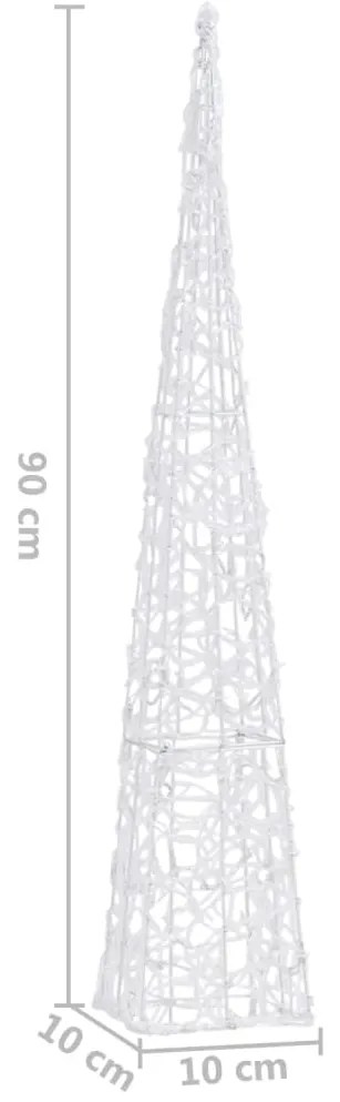 Cone de iluminação decorat. c/ LEDs acrílico 90cm branco quente