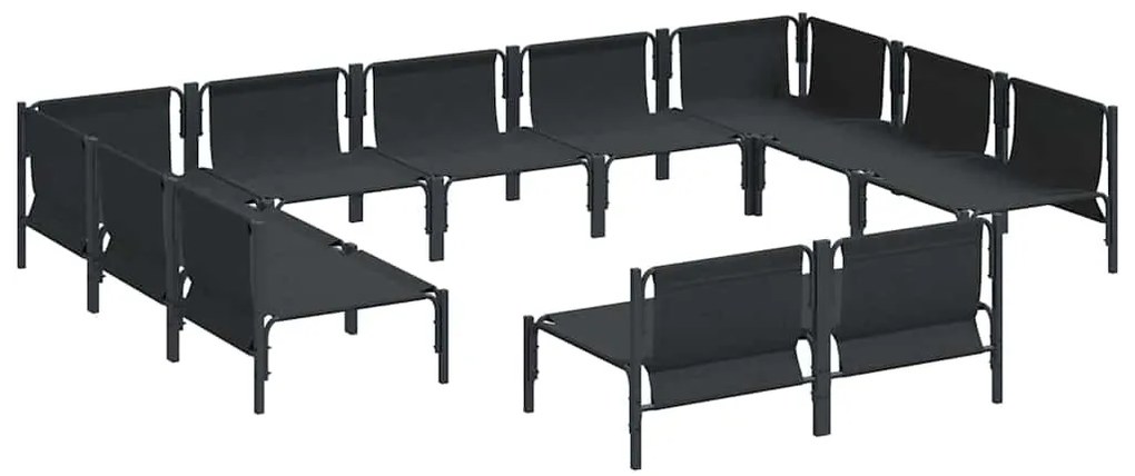 Conjunto de Sofá de Jardim 11 pcs Cinzento-escuro Aço