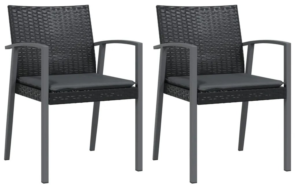 3 pcs conjunto de jantar p/ jardim c/ almofadões vime PE e aço