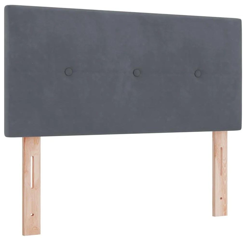 Cama Box Spring vidaXL com Colchão e LED Cinza Escuro 90x200 cm Veludo