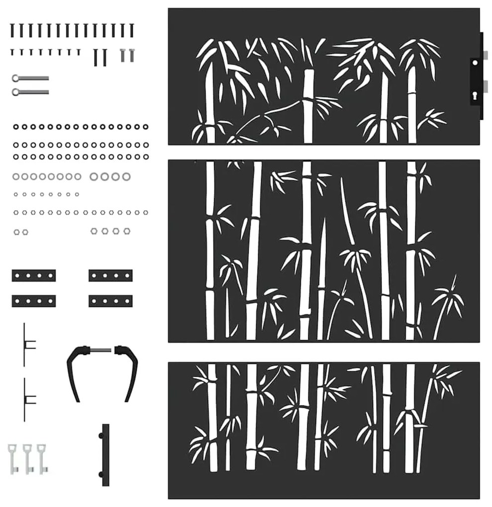 Portão de Jardim Preto 105 x 150 cm Aço com Revestimento em Pó