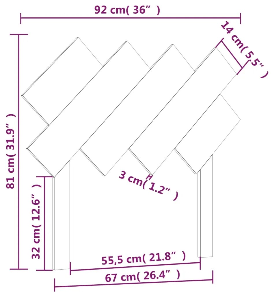 Cabeceira de cama 92x3x81 cm pinho maciço cinzento