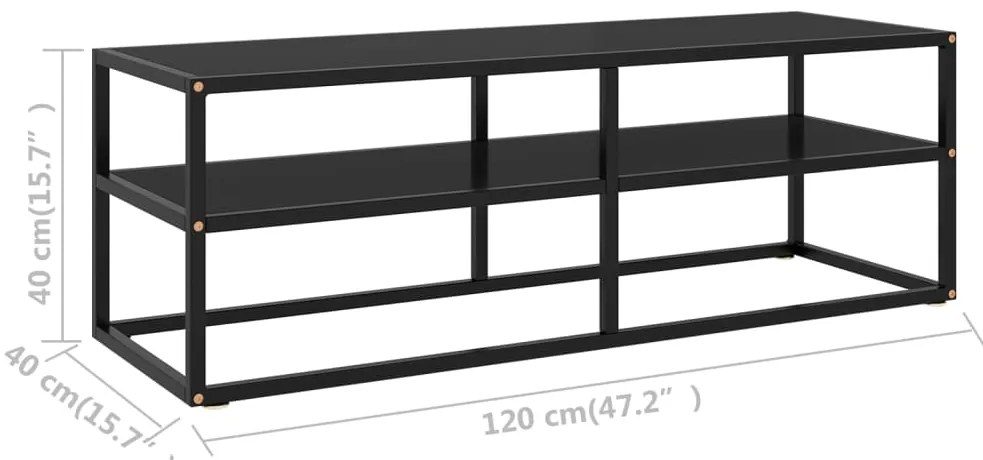 Móvel de TV 120x40x40 cm vidro preto