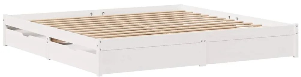 Cama sem colchão 200x200 cm madeira de pinho maciça branco