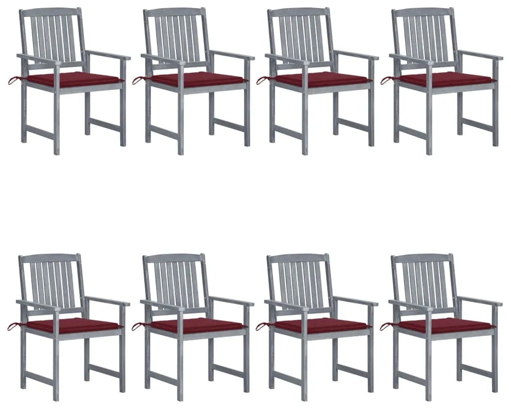 3078231 vidaXL Cadeiras de jardim c/ almofadões 8 pcs acácia maciça cinzento