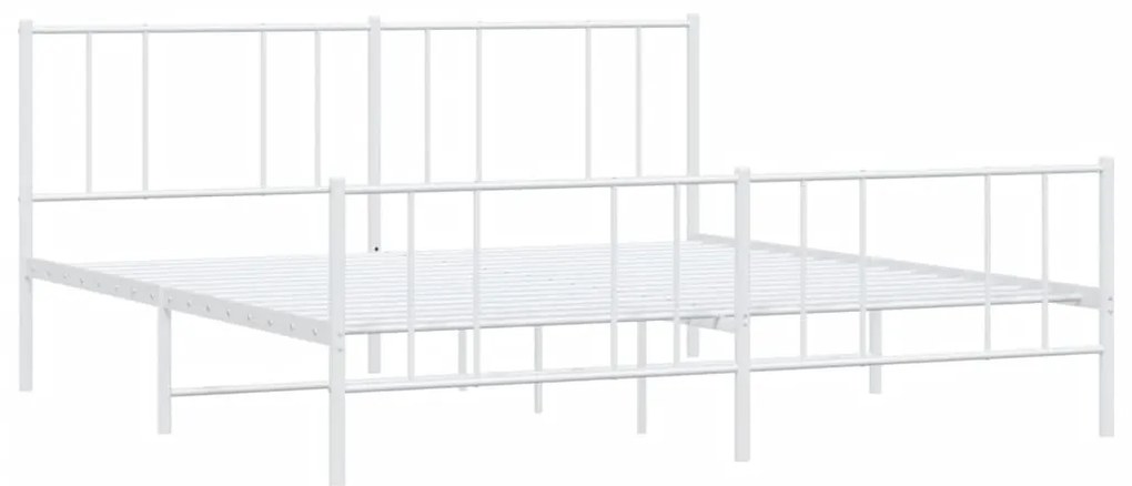 Estrutura de cama com cabeceira e pés 200x200 cm metal branco