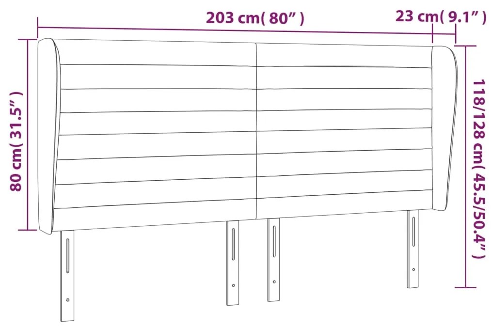 Cabeceira cama c/ abas veludo 203x23x118/128 cm cinzento-claro