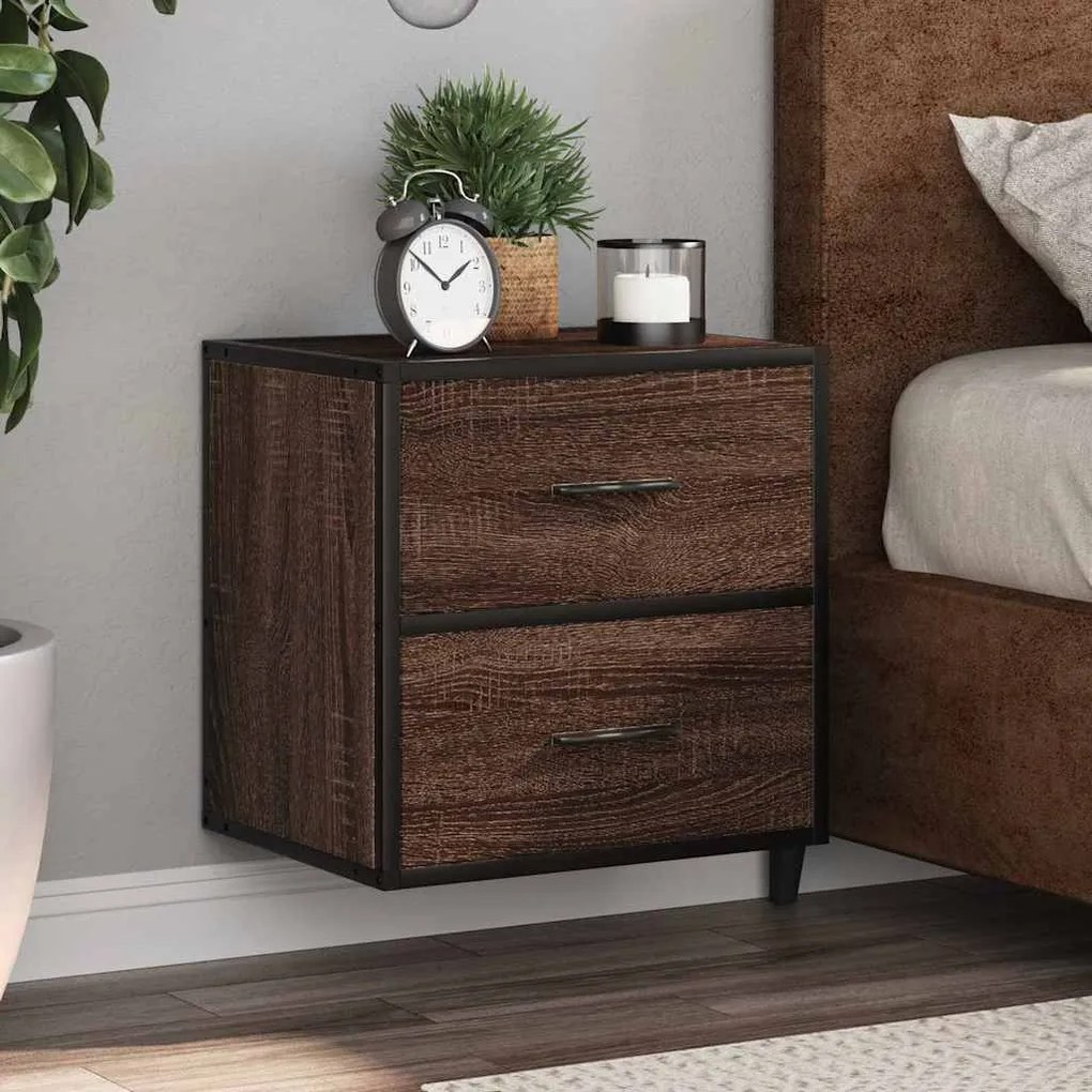 vidaXL Mesa de cabeceira de parede 40x31x39,5 cm carvalho castanho