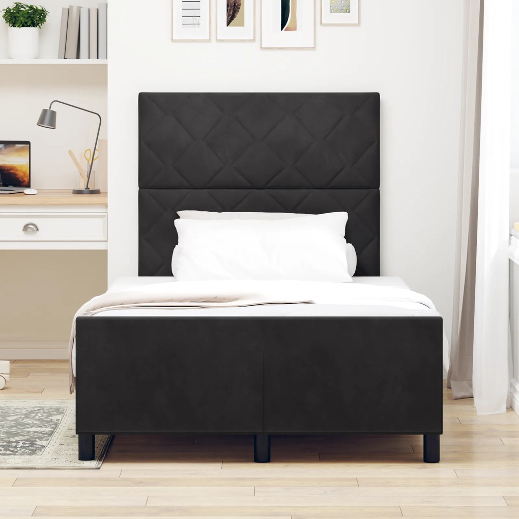 Cama vidaXL Preta 120x190 cm em Veludo