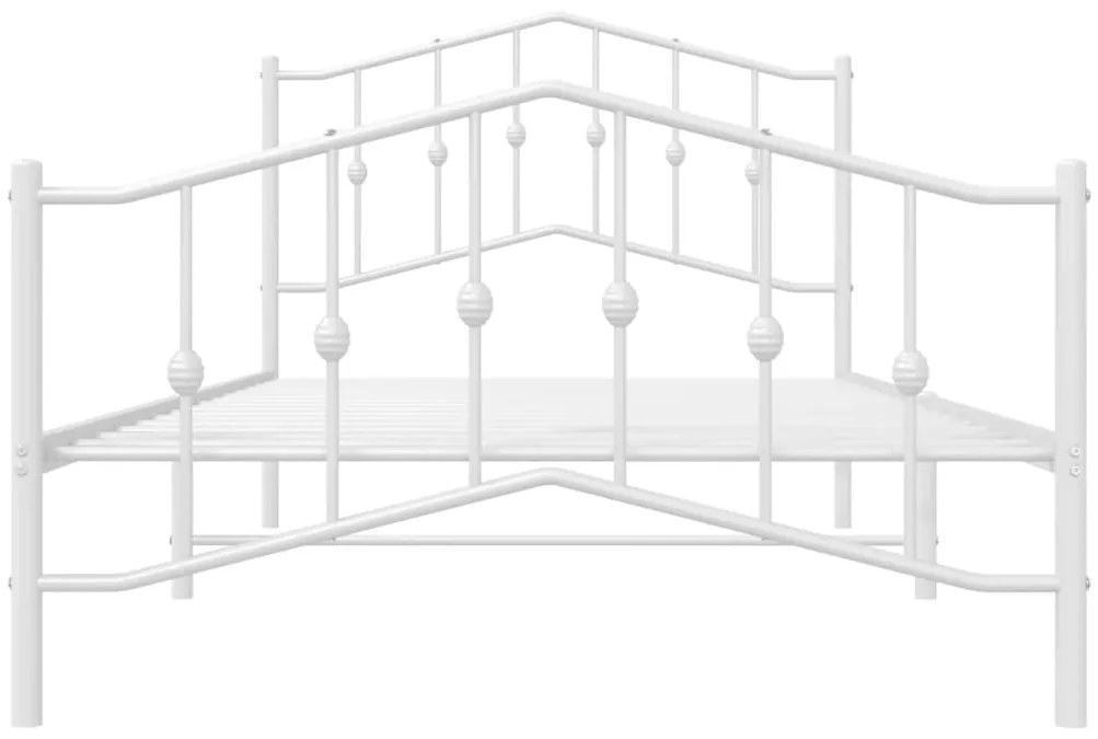 Estrutura de cama com cabeceira e pés 107x203 cm metal branco