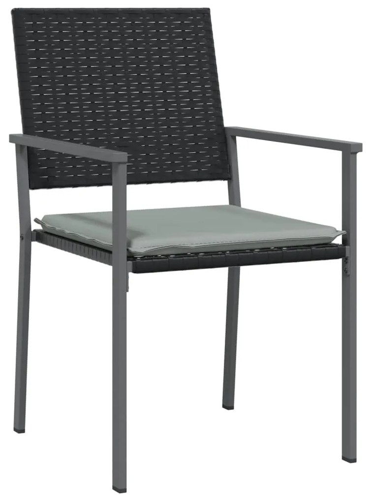 3 pcs conjunto de jantar p/ jardim c/ almofadões vime PE e aço