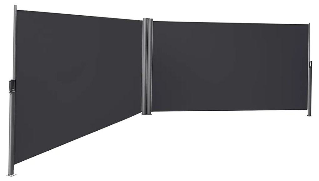 SONGMICS 1,6 x 6 m (A x C), toldo lateral duplo, toldo lateral retrátil, proteção de privacidade, proteção solar, persiana lateral, para varanda, pátio, terraço e jardim, cinza esfumaçado GSA320G