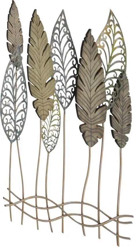 DECORAÇÃO DE PAREDE FOGLIE -C- 75X2,5X87 CM DOURADO E PRATEADO
