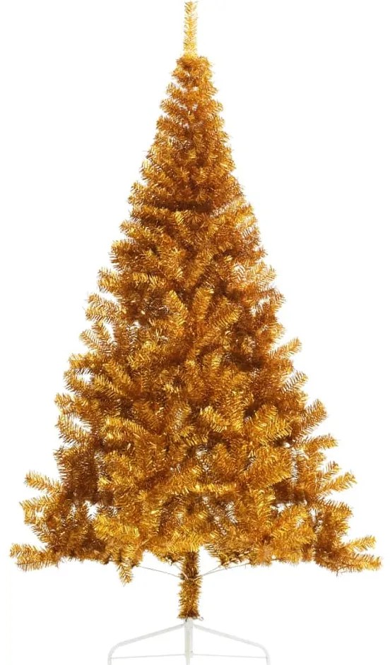 Meia árvore de Natal artificial com suporte 210 cm PET dourado
