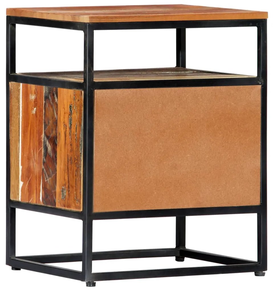 Mesa de cabeceira 40x30x50 cm madeira recuperada maciça e aço