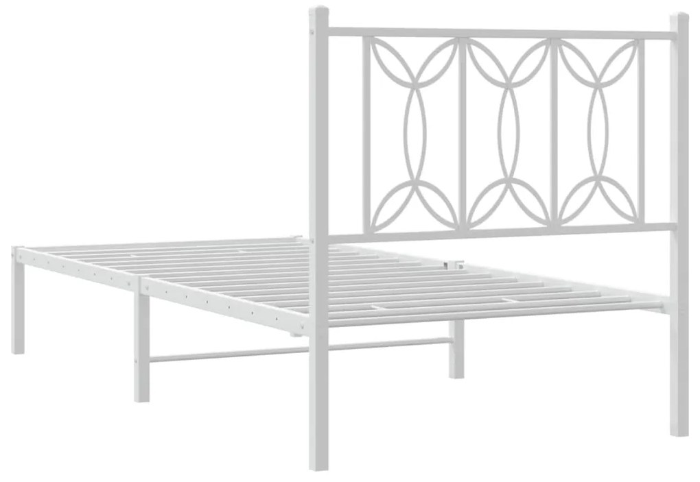 Estrutura de cama com cabeceira 90x190 cm metal branco