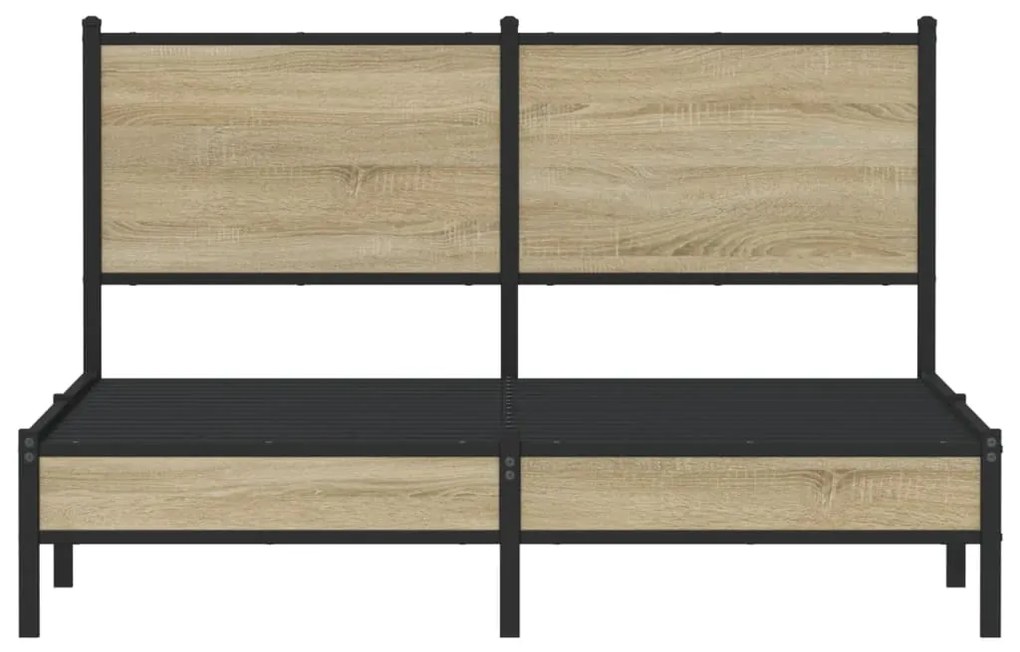 Estrutura de cama sem colchão 137x190 cm metal carvalho sonoma