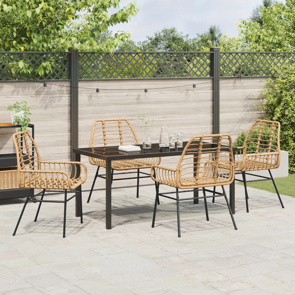 Conjunto de Jantar de Jardim 5 Peças Castanho Polyrattan