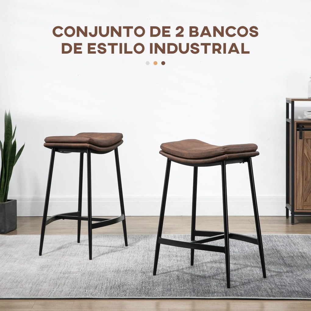 Conjunto de 2 Bancos Altos de Cozinha Bancos de Bar com Estrutura de A