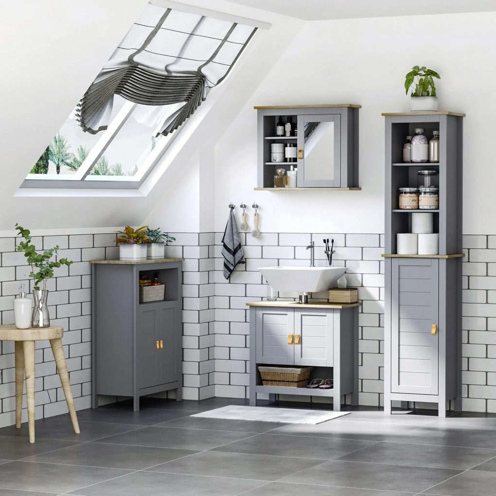 Armário de Lavatório com 2 Portas e Prateleira Ajustável - Design Cont