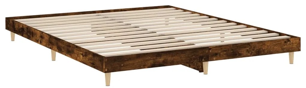 Estrutura de cama sem colchão 160x200 cm carvalho fumado